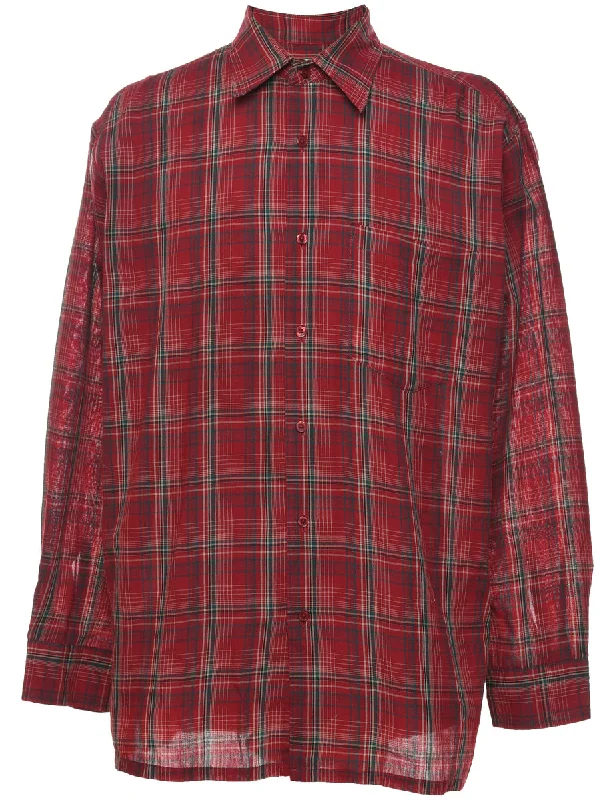 Maroon Checked Shirt - L Unique Men's Upcycled