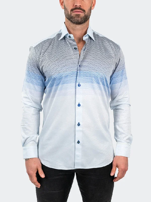 Maceoo Stretch Shirt | Fibonacci Jacqdegrade Blue Athletic Men's High