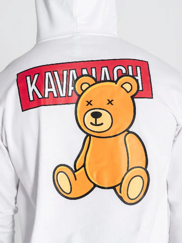 White GK Bear Alert Hoodie Cool Men's Distressed