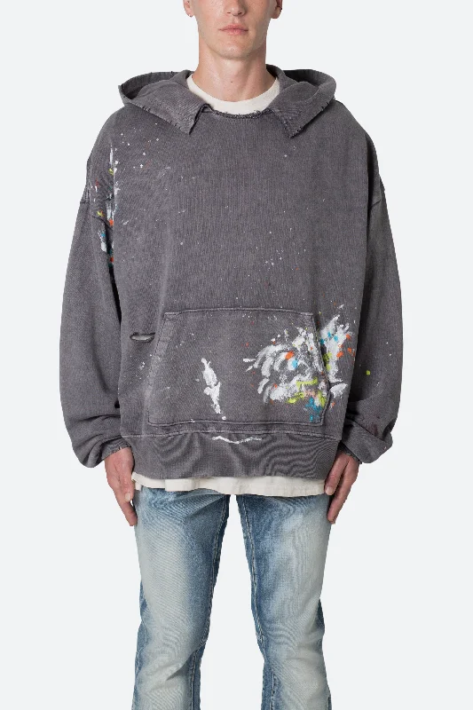 Destroyed Painter Hoodie - Charcoal Grey Refined Men's European