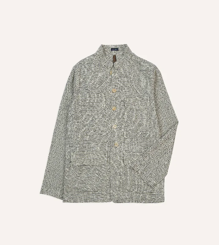 Ecru Check Linen Forestiere Jacket Luxurious Men's High