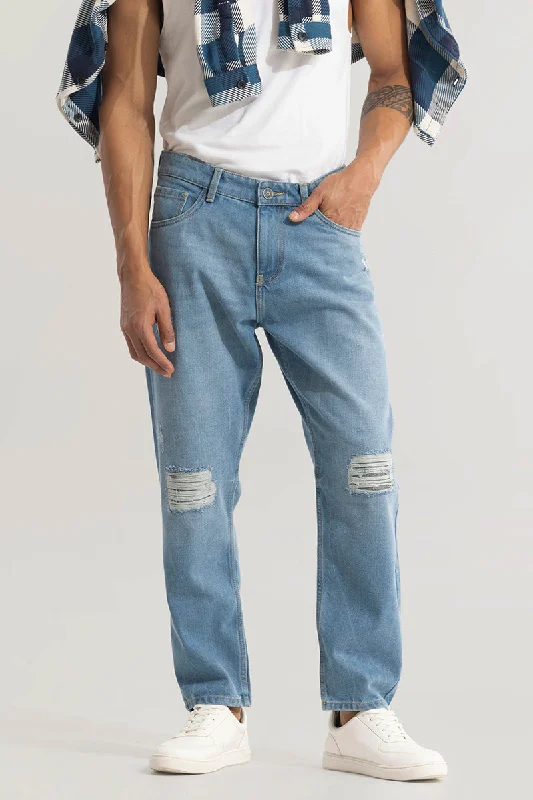 Downtown Sky Blue Baggy Jeans Cozy Men's Winter