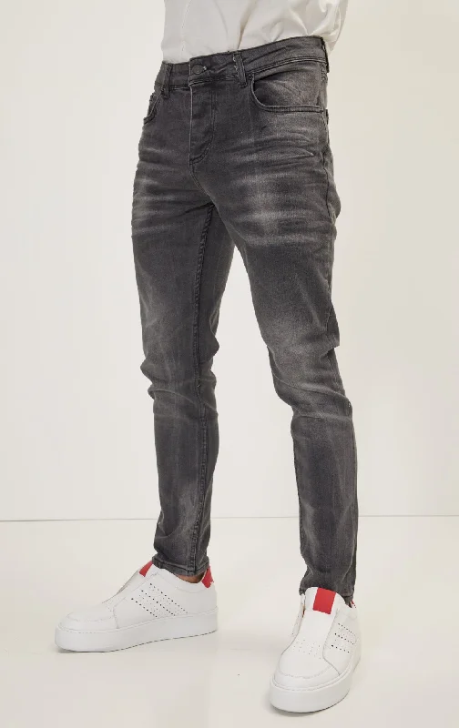 Slim Cut Whiskered Denim - Dark Grey Tough Men's Tactical