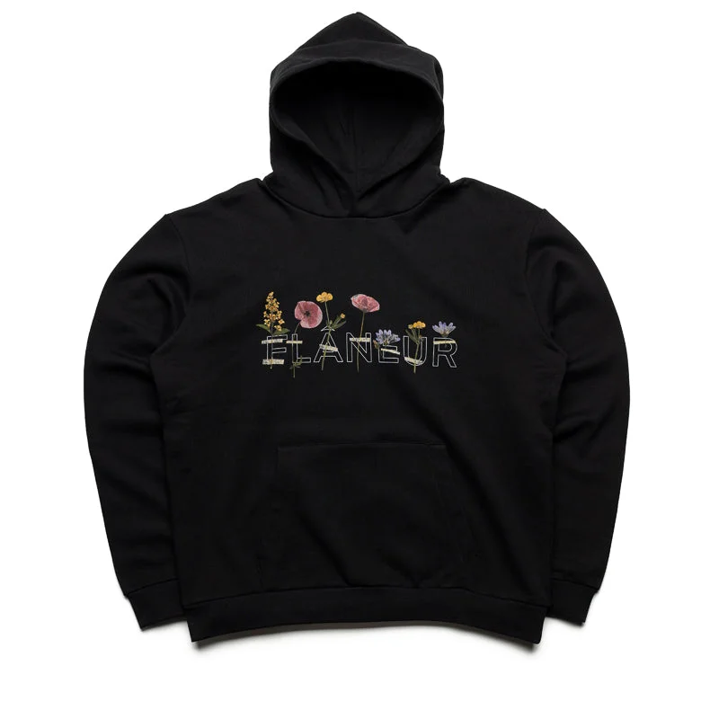 Flaneur Botanical Hoodie - Black Unique Men's Upcycled
