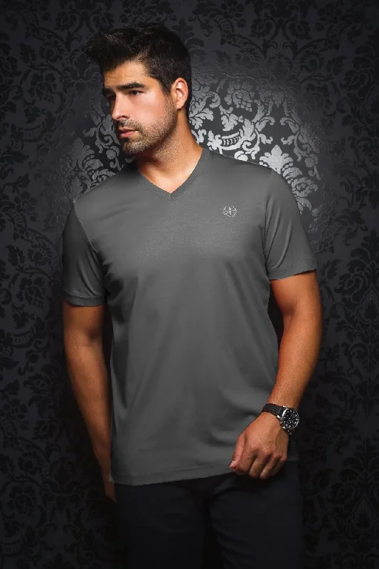 AU NOIR | T-Shirt V-Neck | Michael Med Grey Masculine Men's 