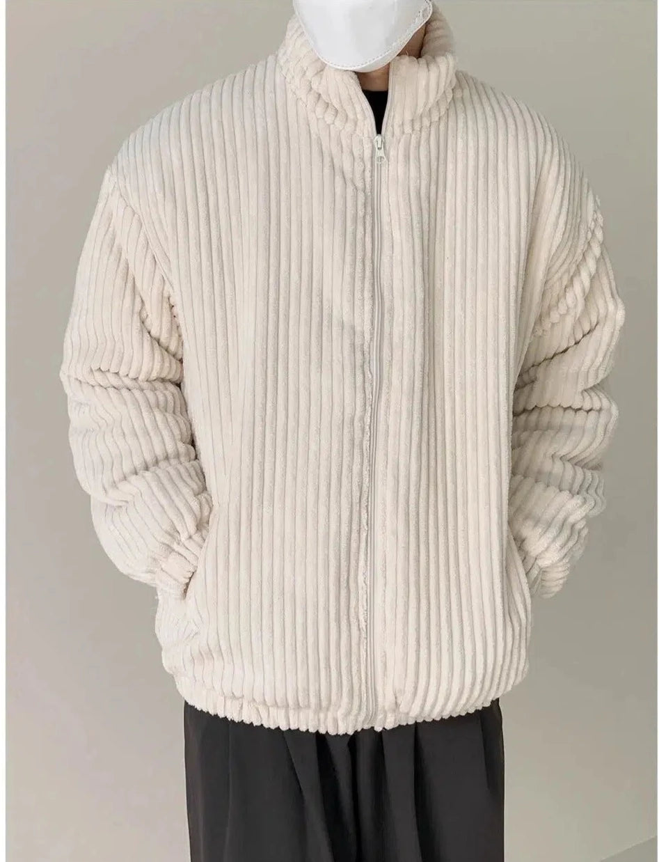 White Striped Corduroy Jacket Modern Men's 