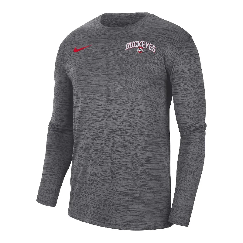 Ohio State Buckeyes Nike Velocity Game Black Long Sleeve T-Shirt Laid