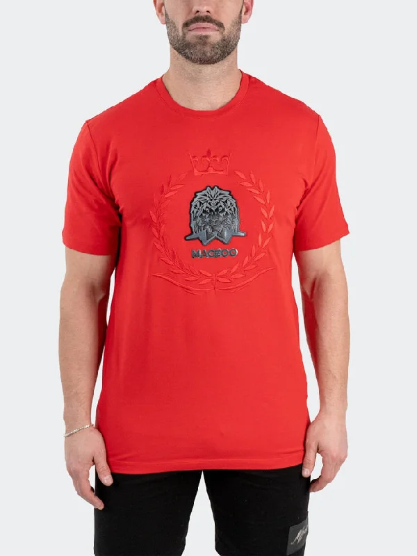 Maceoo Stretch Tshirts | Tee LionCrown Red Modern Men's Tech