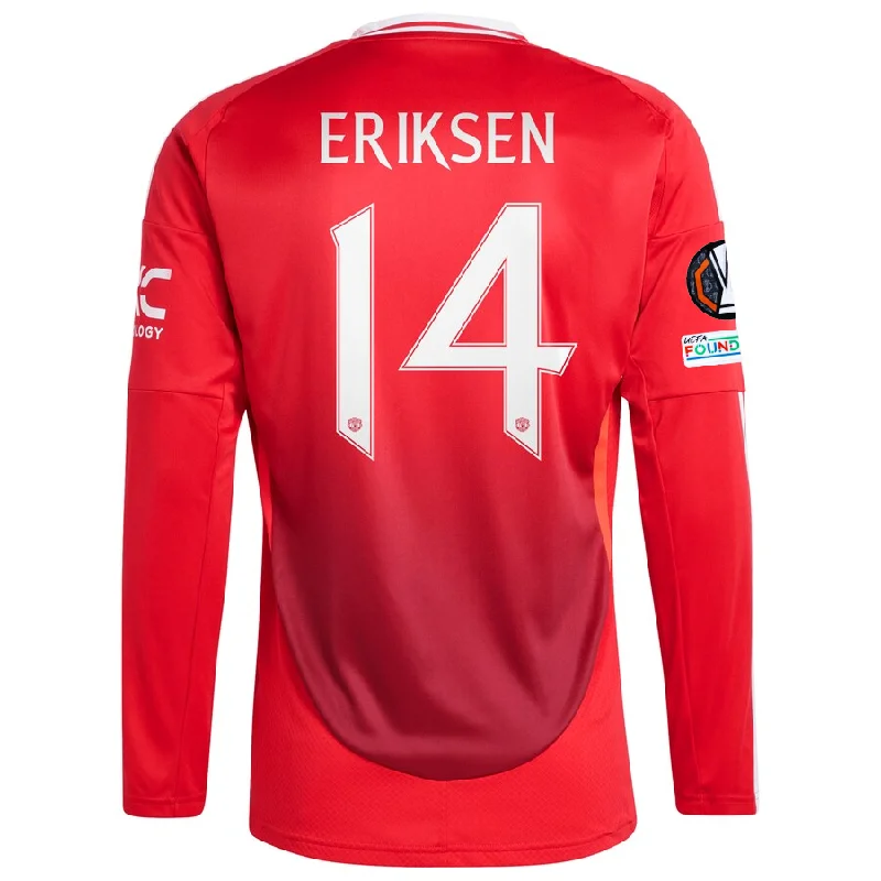 adidas Manchester United Christen Erkisen Long Sleeve Home Jersey w/ Europa League Patches 24/25 (Red) Gym adidas Manchester United Christen Erkisen Long Sleeve Home Jersey w/ Europa League Patches 24/25 (Red) Gym