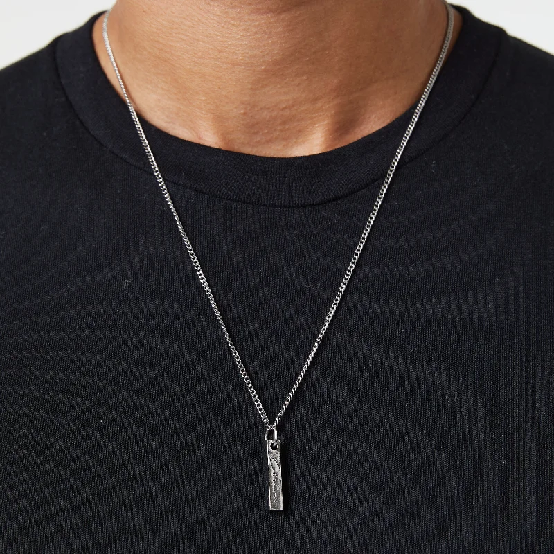 Bar Pendant Necklace | Silver Bold Men's Statement