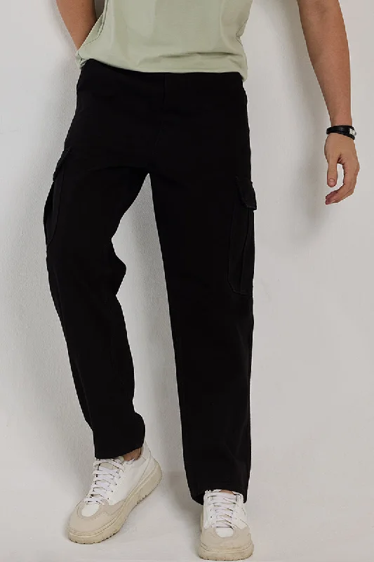 Pull On Jet Black Baggy Fit Jeans Adventure