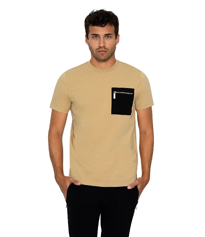 Bertigo Stretch Short-Sleeve Tshirts | ORSO ZP TAN T-SHIRT Elegant Men's Cashmere