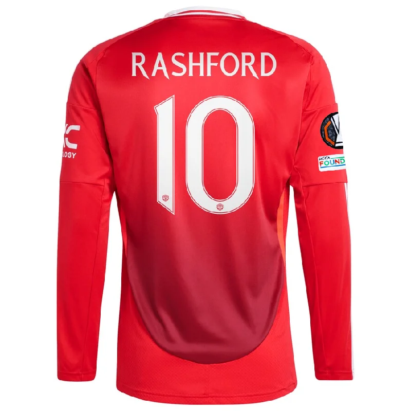 adidas Manchester United Marcus Rashford Long Sleeve Home Jersey w/ Europa League Patches 24/25 (Red) Sharp Men's Italian adidas Manchester United Marcus Rashford Long Sleeve Home Jersey w/ Europa League Patches 24/25 (Red) Sharp Men's Italian