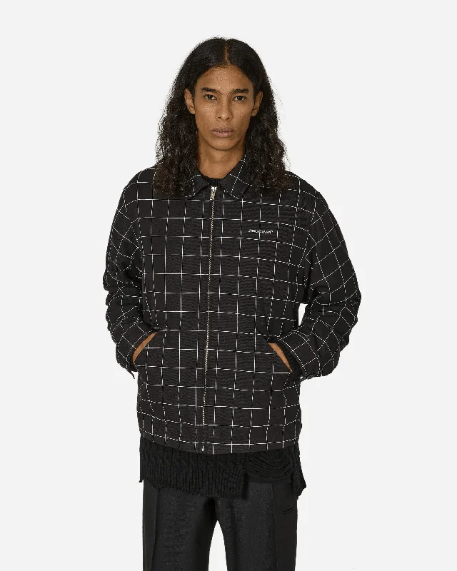 Grid Jacket Black Monochromatic Office Style