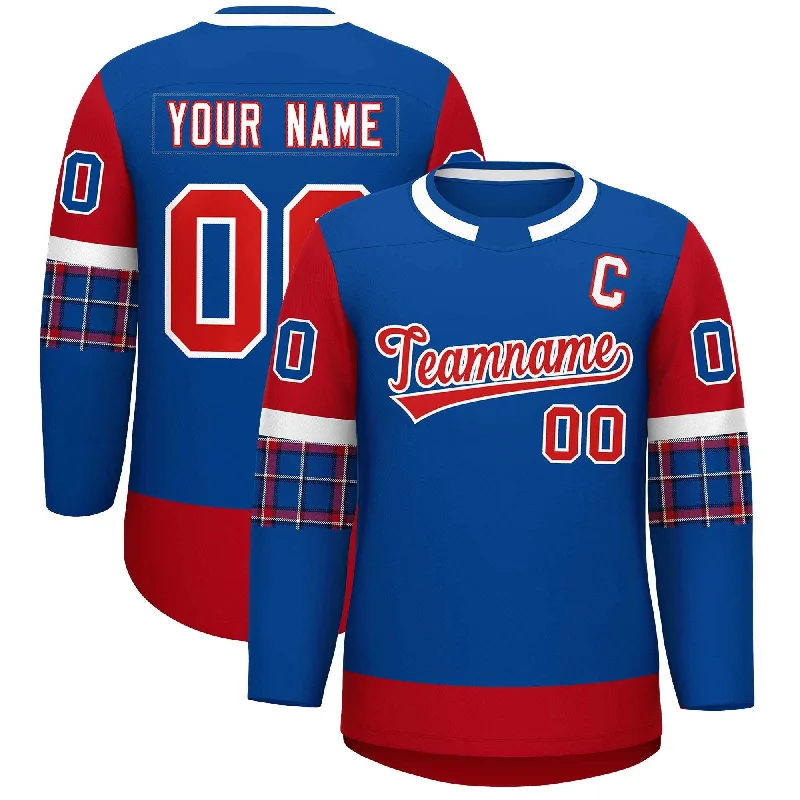 Custom Royal Red Personalized Raglan Sleeves Round-Neck Hockey Jersey Traditional Men's Country Custom Royal Red Personalized Raglan Sleeves Round-Neck Hockey Jersey Traditional Men's Country