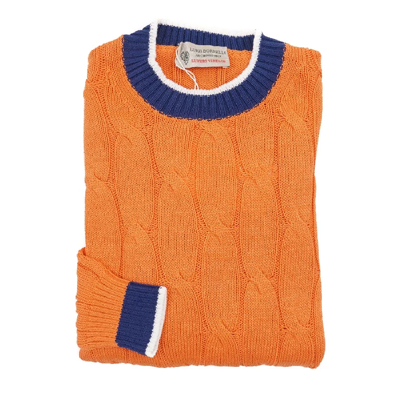 Luigi Borrelli Cable Knit Cotton Sweater Relaxed Men's Beach