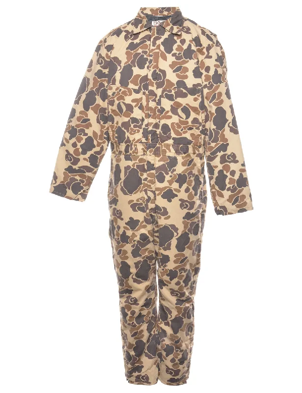 Printed Zip Through Workwear Boiler Suit - L Relaxed Men's Australian 