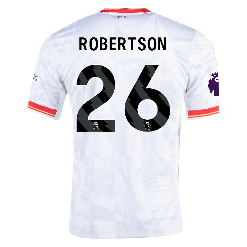 Nike Liverpool Andy Robertson Third Jersey w/ EPL Patch 24/25 (White/Pure Platinum) Masculine Men's Nike Liverpool Andy Robertson Third Jersey w/ EPL Patch 24/25 (White/Pure Platinum) Masculine Men's