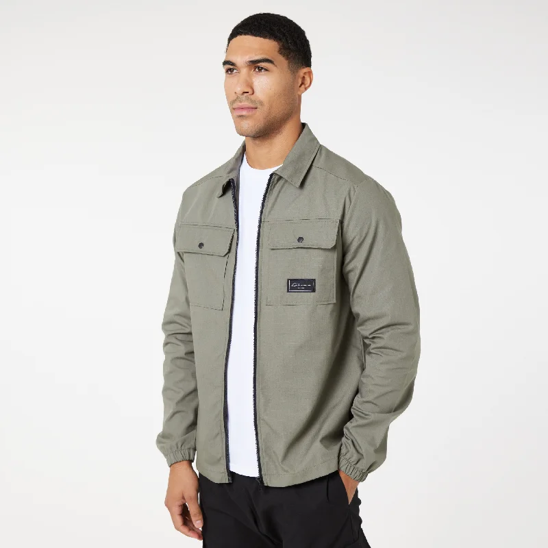 Utility Overshirt | Olive Polished Men's Silk