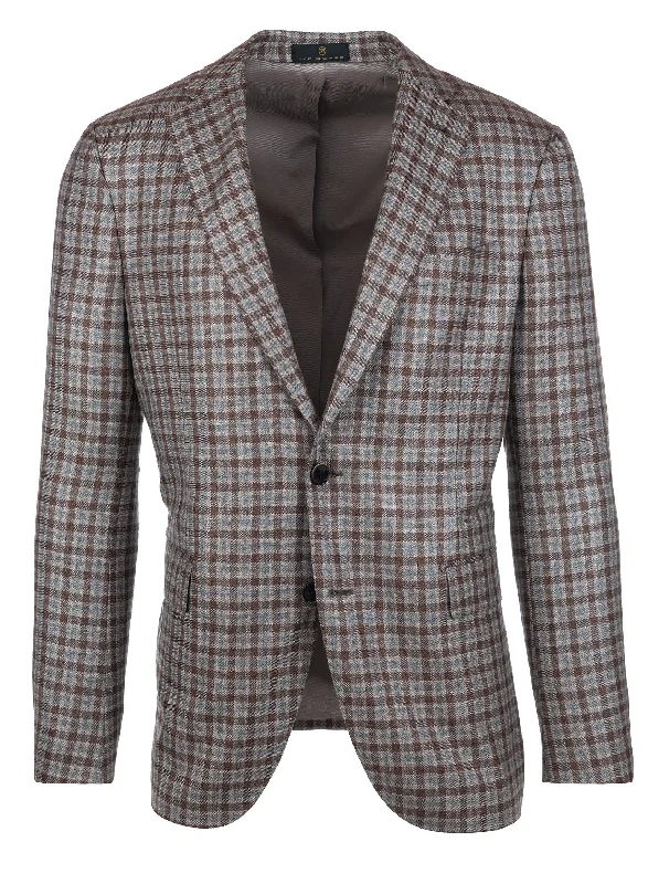 Brown Blue Check Sport Coat Cool Men's Skate