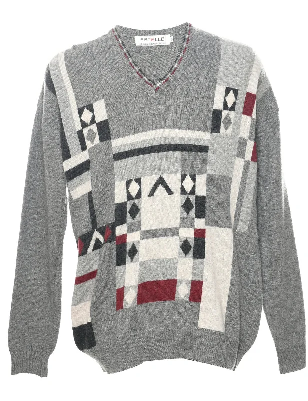 Geometric Pattern Jumper - L Practical Men's Multi