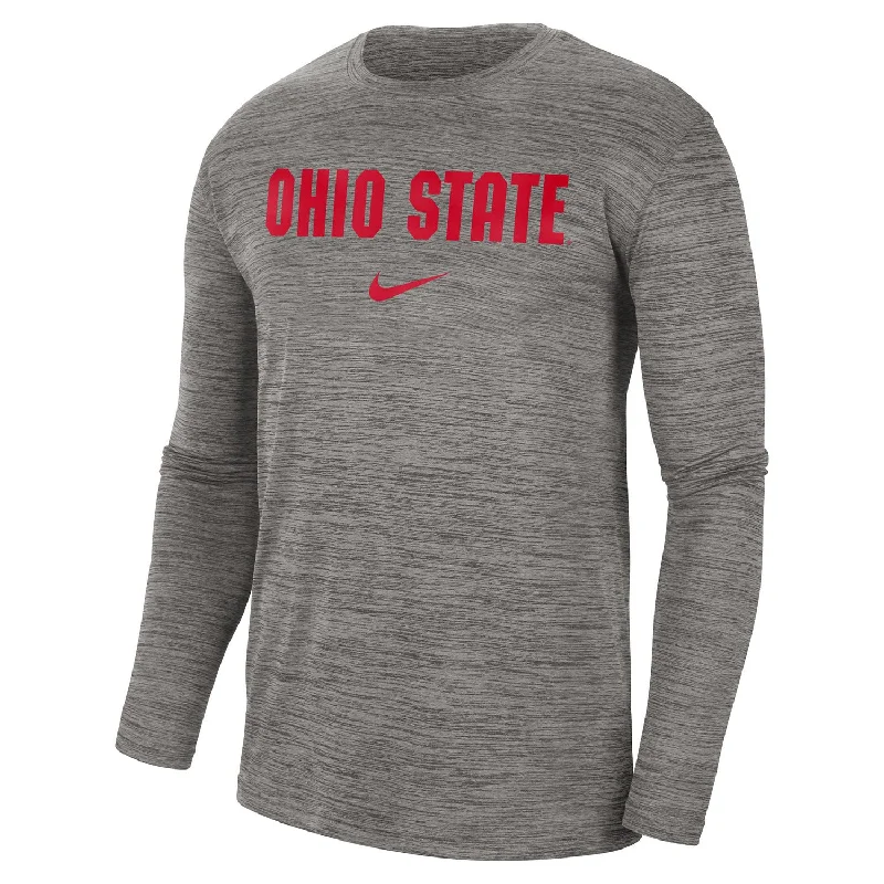 Ohio State Buckeyes Nike Team Issue Velocity Authentic Gray Long Sleeve T-Shirt Earthy Men's Hemp
