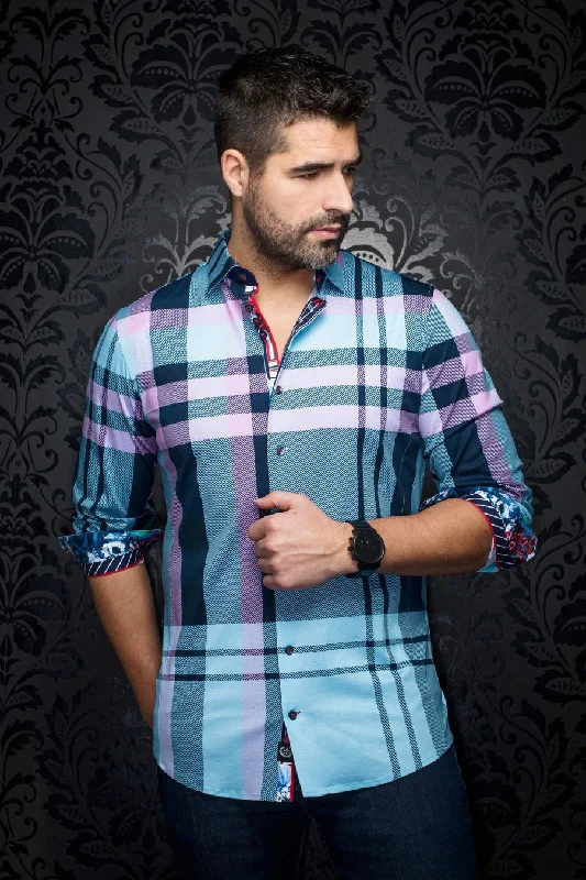 Au Noir Stretch Shirt | Brahms Light Blue Sporty Men's Athleisure 