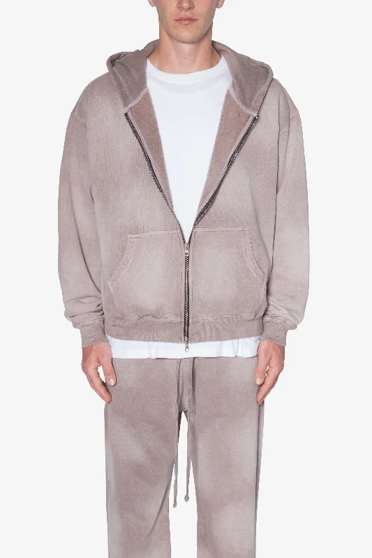 Faded Basic Zip Up Hoodie - Washed Mauve Youthful Men's Anime