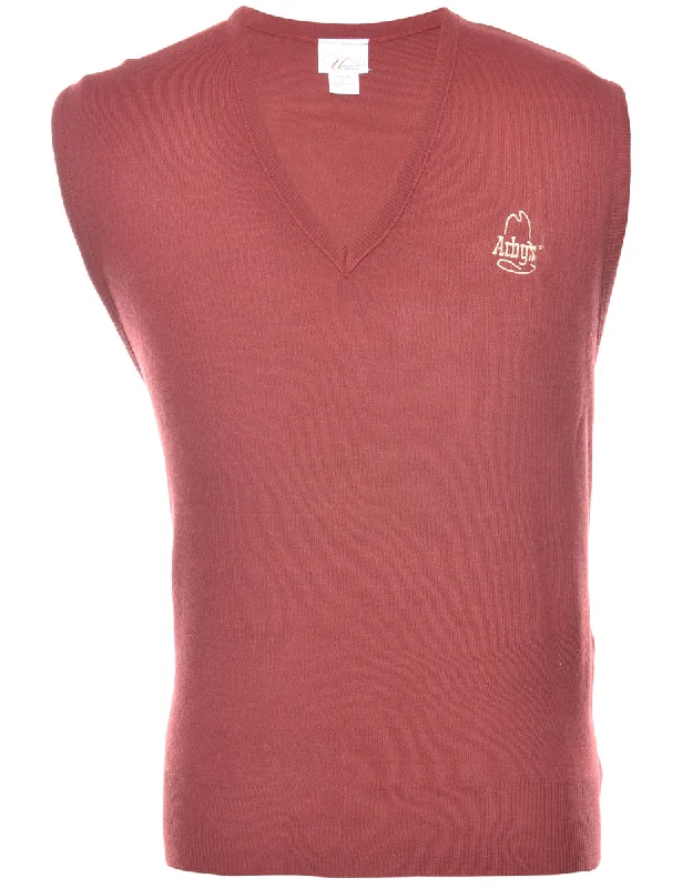 Maroon Sweater Vest - L Preppy Men's College