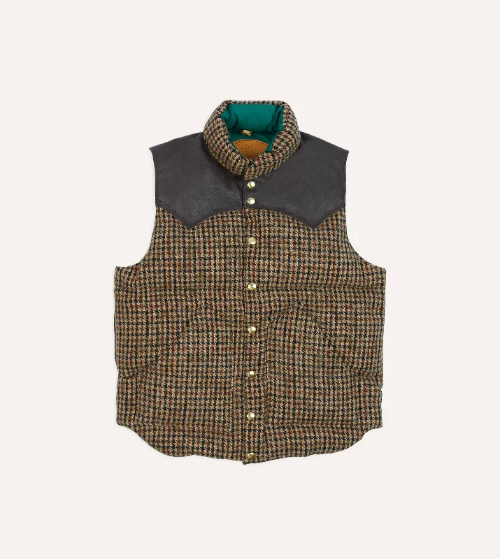 Rocky Mountain Featherbed for Drake's Houndstooth Check Harris Tweed Christy Down Vest Youthful Men's Pop