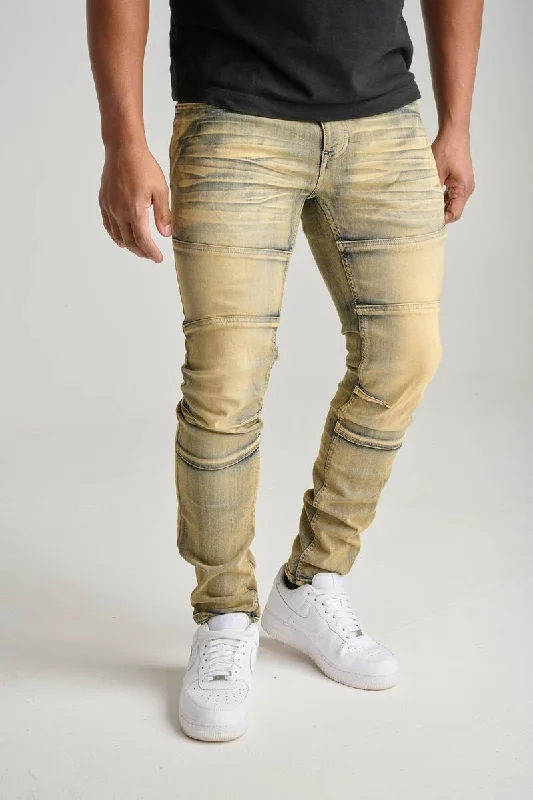 Spark 3D Crinkle & Cut Stretch Jean (Taupe) Hip Men's Urban