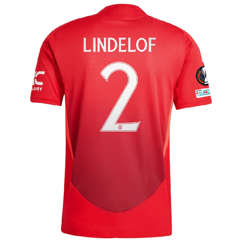 adidas Manchester United Authentic Victor Lindelof Home Jersey w/ Europa League Patches 24/25 (MUFC Red/Bright Red) Organic