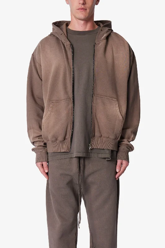 Faded Basic Zip Up Hoodie - Muddy Grey Refined Men's Velvet