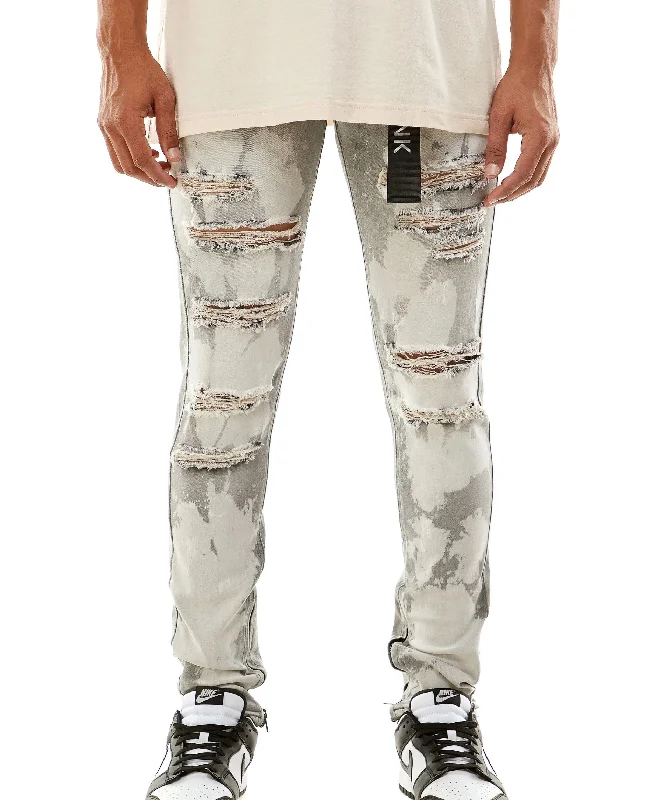KDNK Bleached Spot Denim Jean (Grey) Youthful Men's Pop