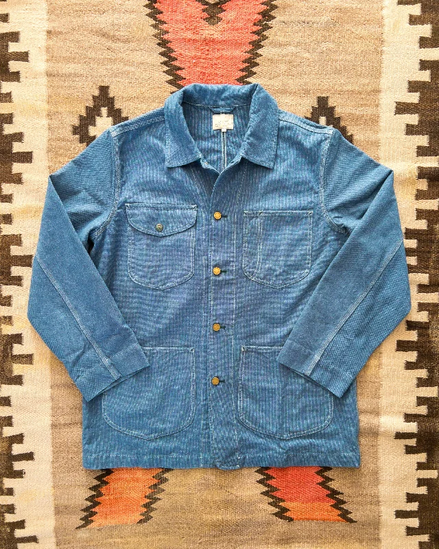 Heavyweight Pinpoint Canvas Barn Jacket - Blue Sporty Men's Athleisure 