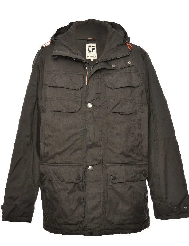 Black Classic Zip-Front Mountaineering Jacket - L Cclassic Men's Tweed