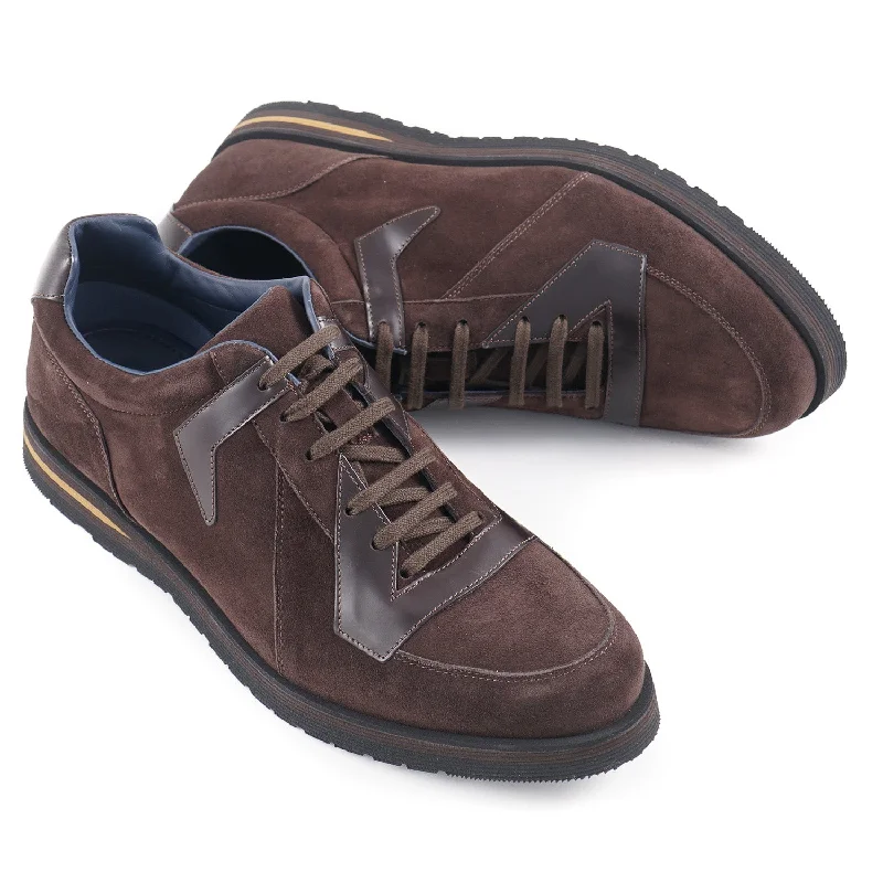 Zilli Calf Suede and Leather Sneakers Practical Men's Quick