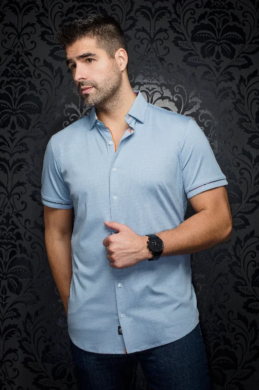 Au Noir Stretch Short Sleeve Shirt | Divenere Light Blue Traditional Men's Country