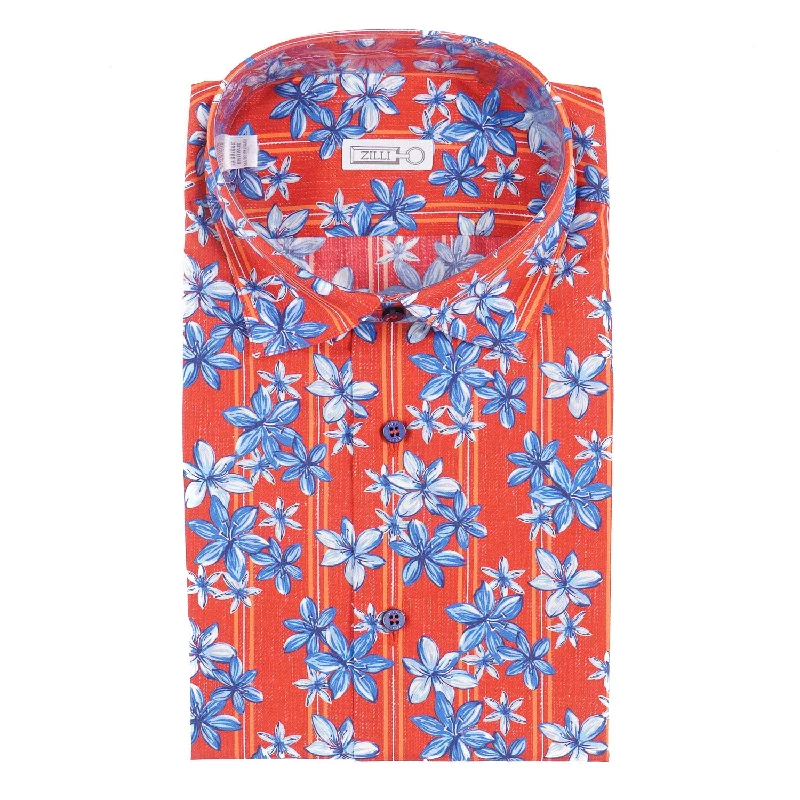 Zilli Short-Sleeve Shirt with Floral Print Sleek Men's Contemporary 