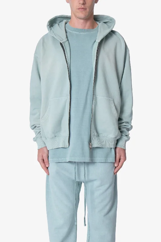 Faded Basic Zip Up Hoodie - Slate Laid