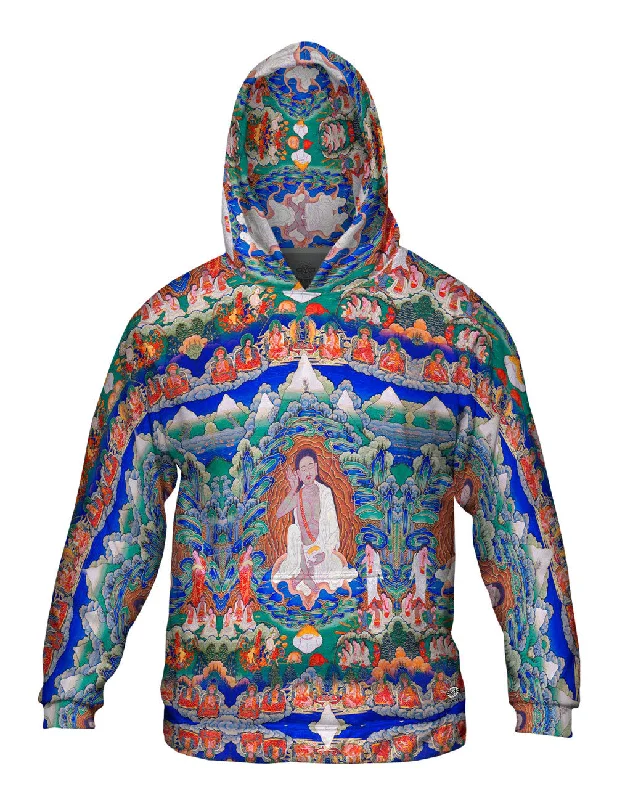 "Bhutanese Painted Thanka of Milarepa" Sleek Men's Contemporary 