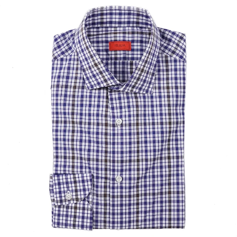 Isaia Slim-Fit Layered Check Cotton Dress Shirt Cclassic Men's Tweed