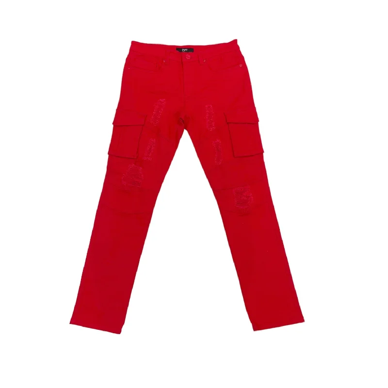 OPS Slim Stretchable Cargo Biker Jean (Red) Tailored