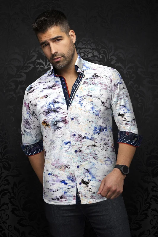 Au Noir Stretch Shirt | Magnani White Practical Men's Multi