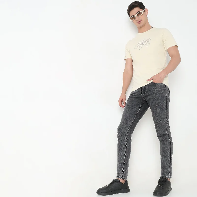 Comfort Fit Jeans Monochromatic Office Style