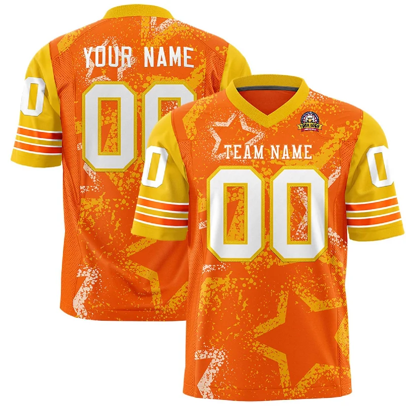 Custom Orange Kelly Green-White Personalized Star Pattern Design Authentic Football Jersey Adventure Custom Orange Kelly Green-White Personalized Star Pattern Design Authentic Football Jersey Adventure