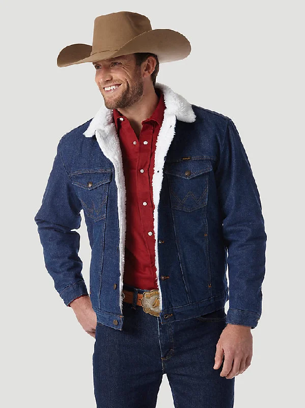 Wrangler Men's Cowboy Cut Sherpa Lined Denim Jacket Lumberjack