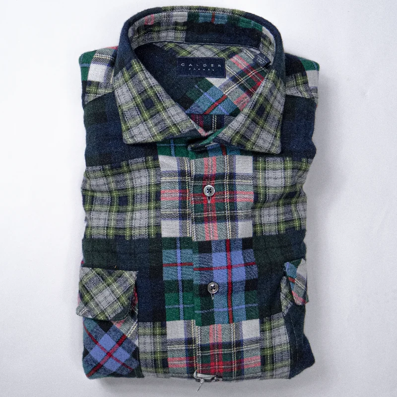 CALDER FOREST TARTAN PATCHWORK LS SPORT SHIRT Elegant Men's Formal 