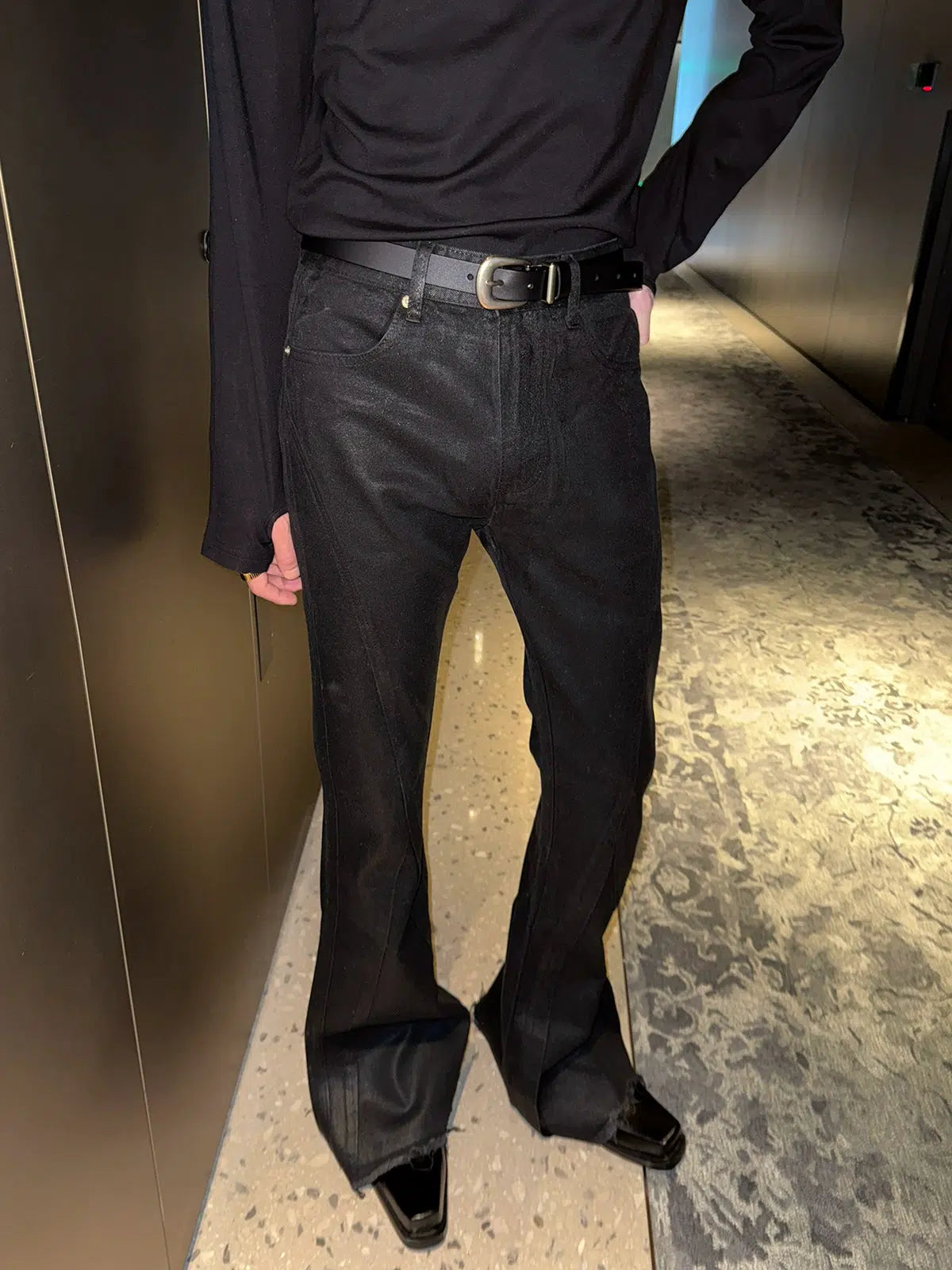 Black Slim-Fit Washed Gradient Pants Modern Men's Tech