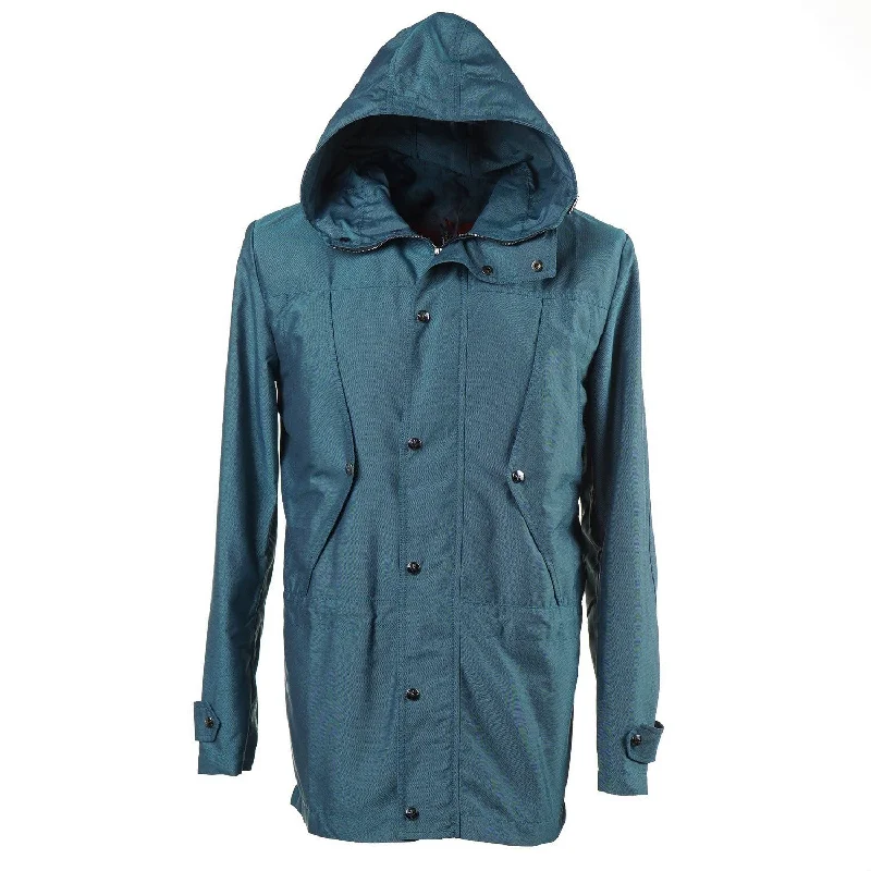 Isaia 'Aqua Canvas' Hooded Parka Masculine Men's Thick